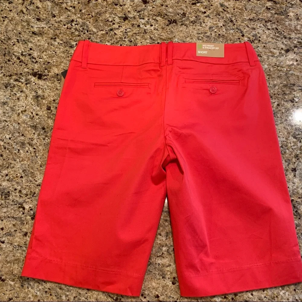 NWT Mossimo Red Stretch Bermuda Walking Shorts 6 - Picture 10 of 14